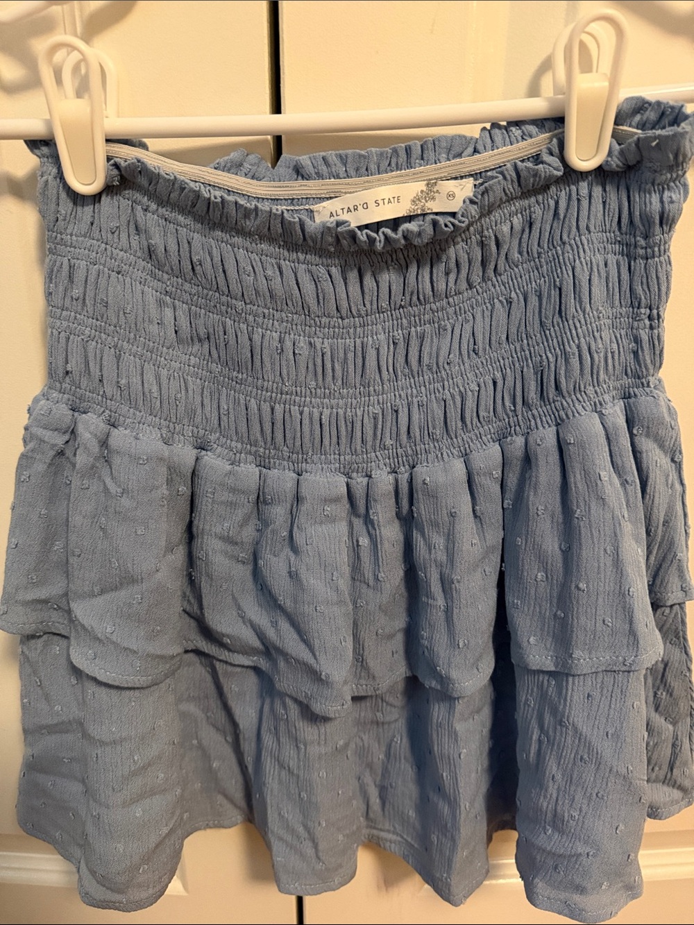Altar'd State Dusty Blue Tiered Smocked Girls Skirt
